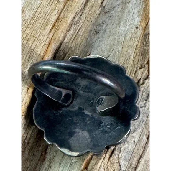 Sterling Silver Turquoise Cluster Ring Womens Size 6.5 Southwestern Vintage